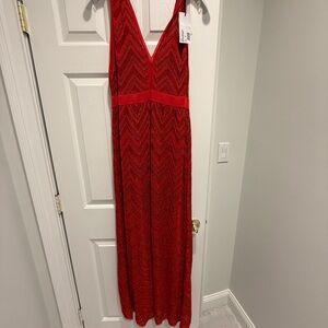 Missoni Elegant Red Chevron Maxi Dress